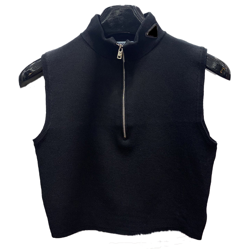 

Women's Knits & Tees Women sweater vest high neck zipper elastic tight, Black