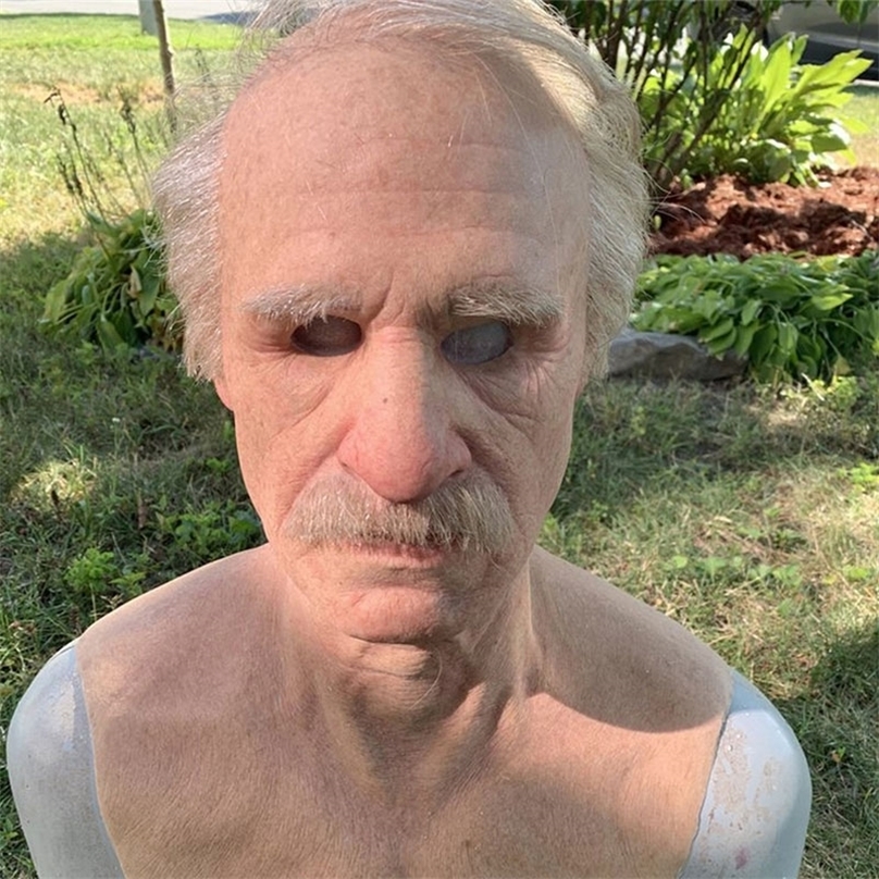 

Realistic Human Wrinkle Party Cosplay Scary Old Man Full Head Latex Mask for Halloween Festival 220629