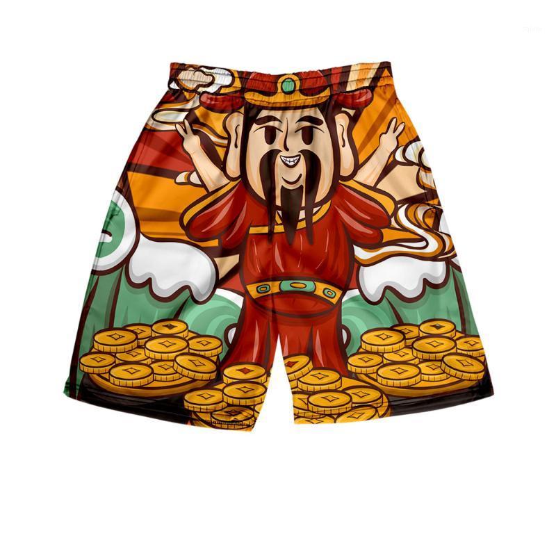 

Men' Shorts Lianshuo2022 Summer Thin National Tide Illustration Ethnic Style Hip-hop Beach Casual Printed Elastic Waistline Male, Bj-00449-zy011