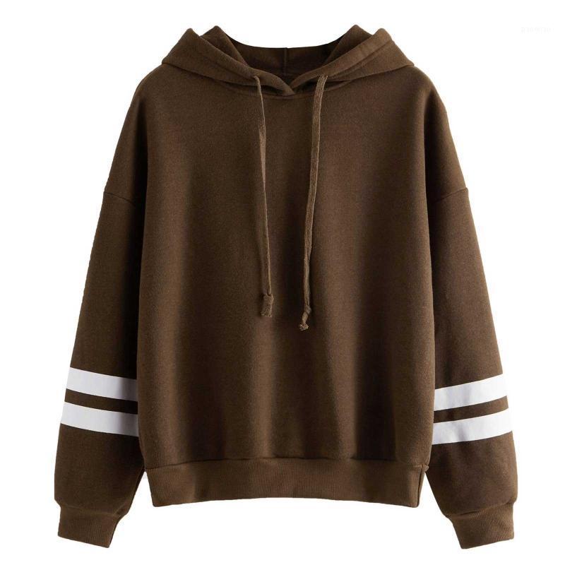 

Women' Hoodies & Sweatshirts Women Hooded Stripe Cotton Sleeve Tops Blouse Fashion Sweatshirt Striped Fleece Long Loose Top#30, Coffee