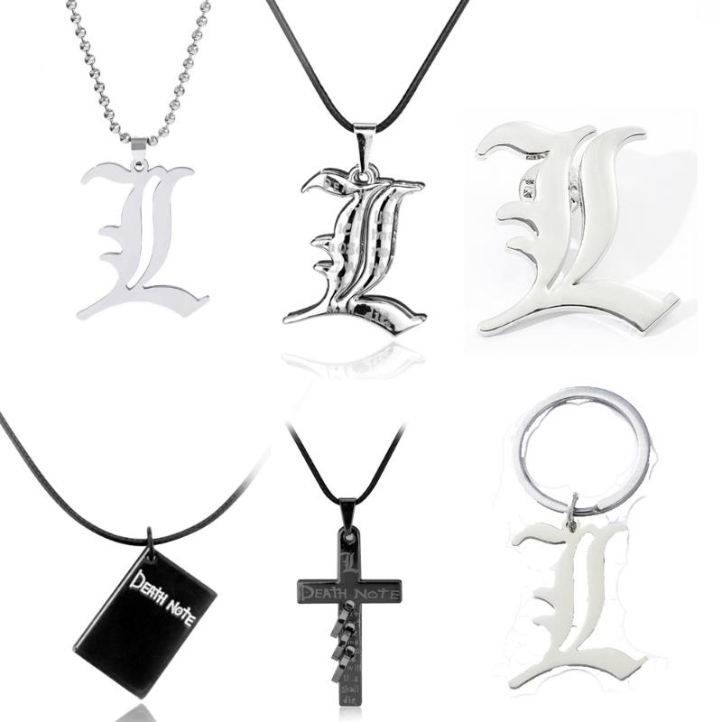 

Pendant Necklaces Anime Death Note Necklace Ryuk Ryuuku Metal Double L Pendants Souvenirs Cosplay Accessories Jewlery