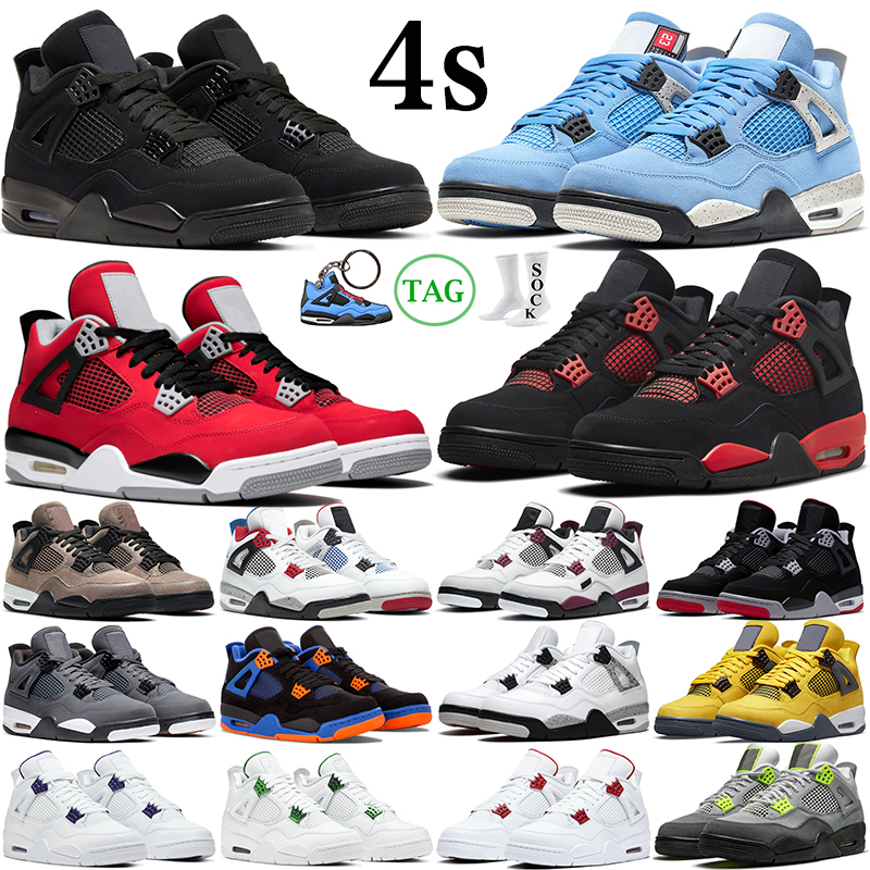 

4s basketball shoes mens womens 4 University Blue Black Cat Sail Red Thunder Wild Things What the Royalty Fire Red men women outdoor trainers sneakers hotsale, 4s military blue