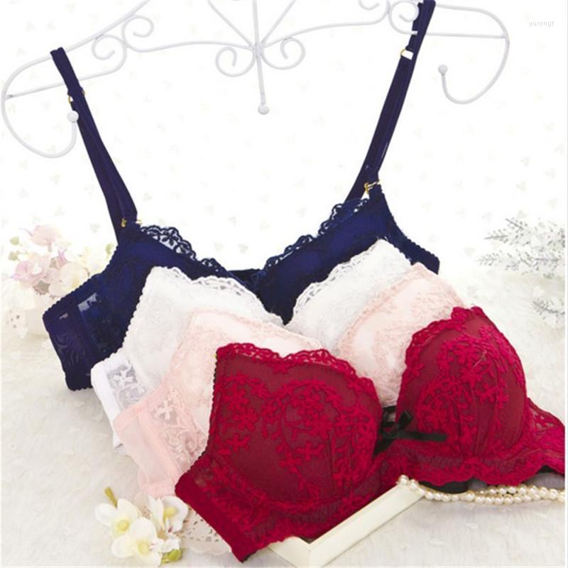 

Bras Sets Plus Size Women Lace Bra Set Sexy Push Up Underwire Blue Red Pink Transparent Lolita Underwear 2 Piece Lingerie, As picture shows