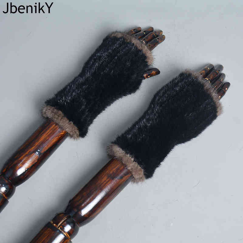 

Women Winter Luxury % Real Mink Fur Gloves Natural Warm Mink Fur Fingerless Gloves Knitted Soft Genuine Mink Fur Mittens T220730