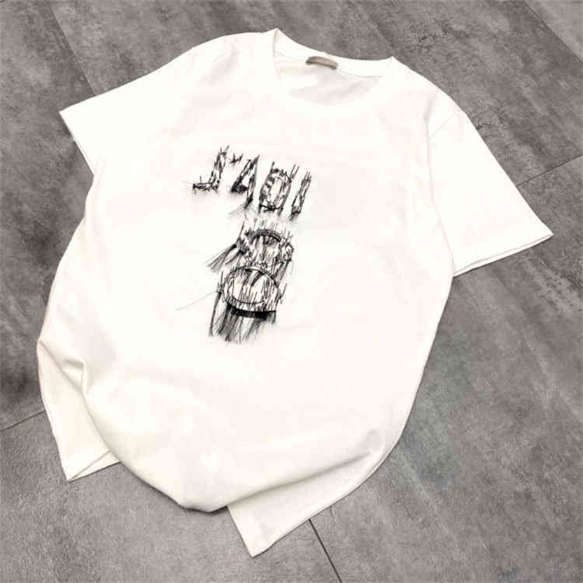 2022 High Quality new special offer Model 22 spring and summer d home 8 white tassel letter embroidery round neck leisure couple fashion short sl