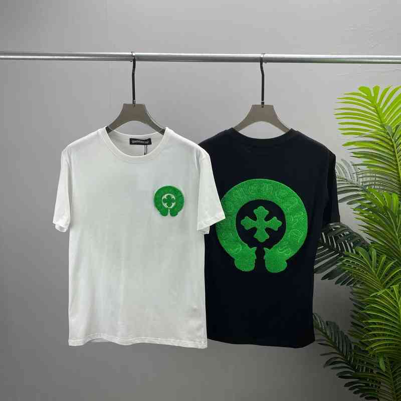 

Factory Online Export New Designer Brand Short Sleeves 2022 Spring and Summer Ch Crowe Sleeve T-shirt Men' Top Cross Embroidered Tide, White