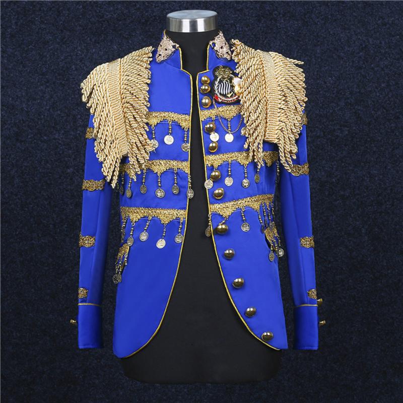 

Men' Suits & Blazers Luxury Royal Blue Tassel Men Blazer Jacket 4 Color Mens Nightclub Party TopMen, As shown