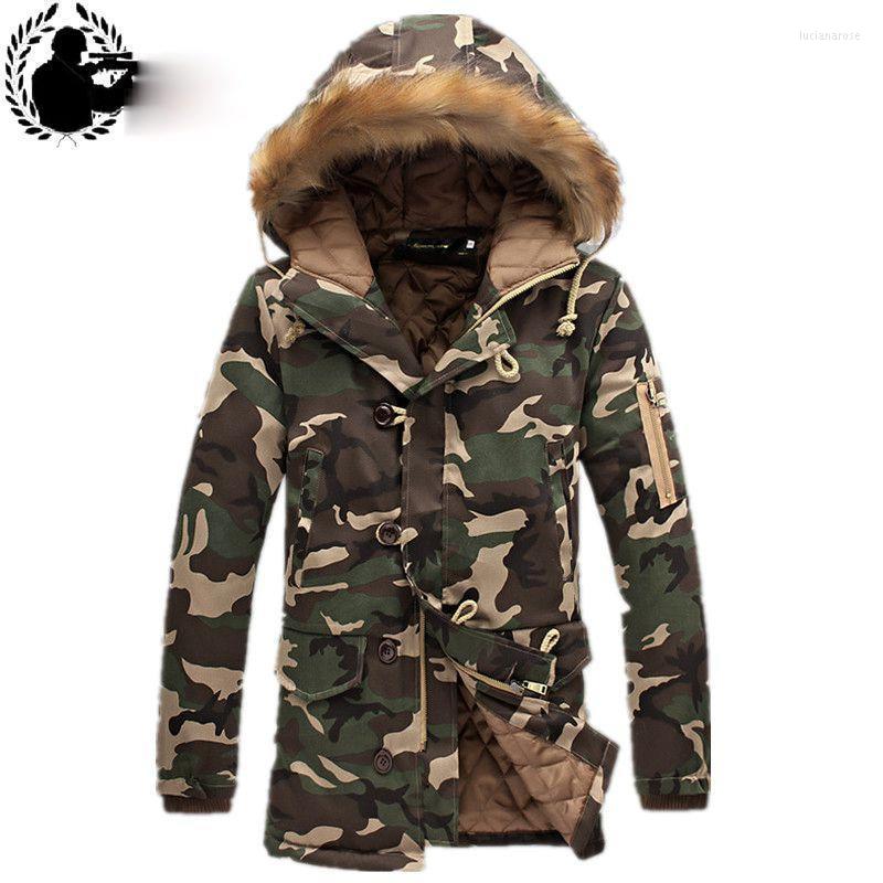 

Men' Down & Parkas Winter Mens Camouflage Long Jacket Fur Hooded 2022 Outwear Thick Military Style Male Big Coats Army Green Camo 3XL Luci2, Blue camo