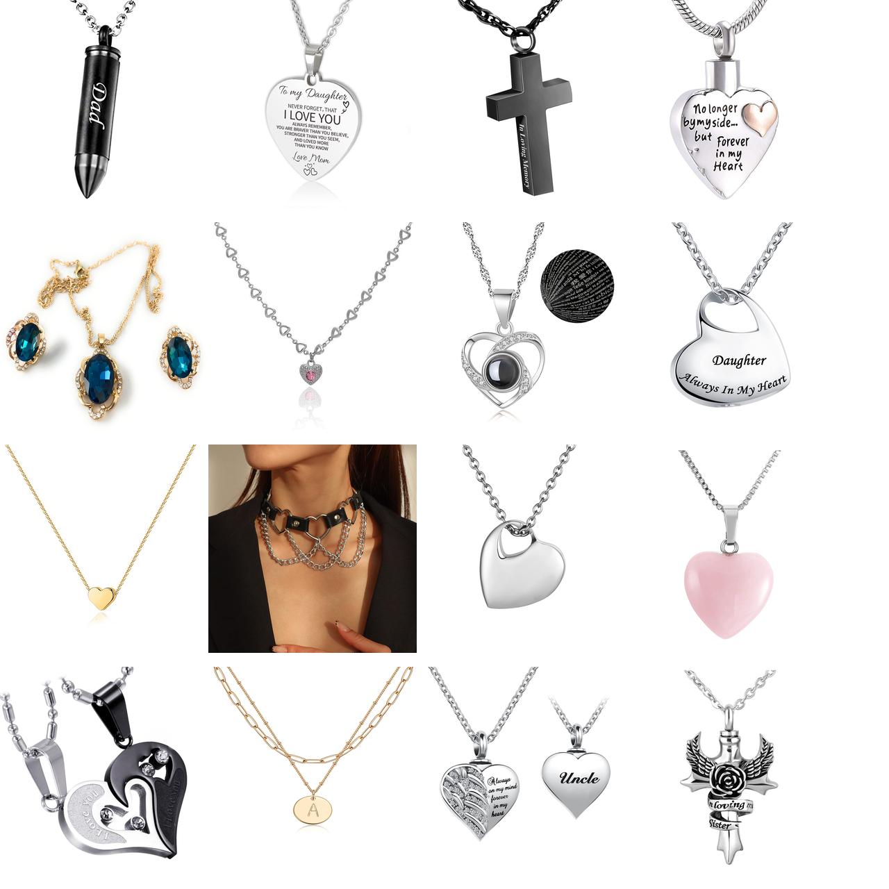 

Pendant Necklaces Stainless Steel Couple Necklace Rhinestone I Love You Heart Puzzle Matching With Chain amrLC