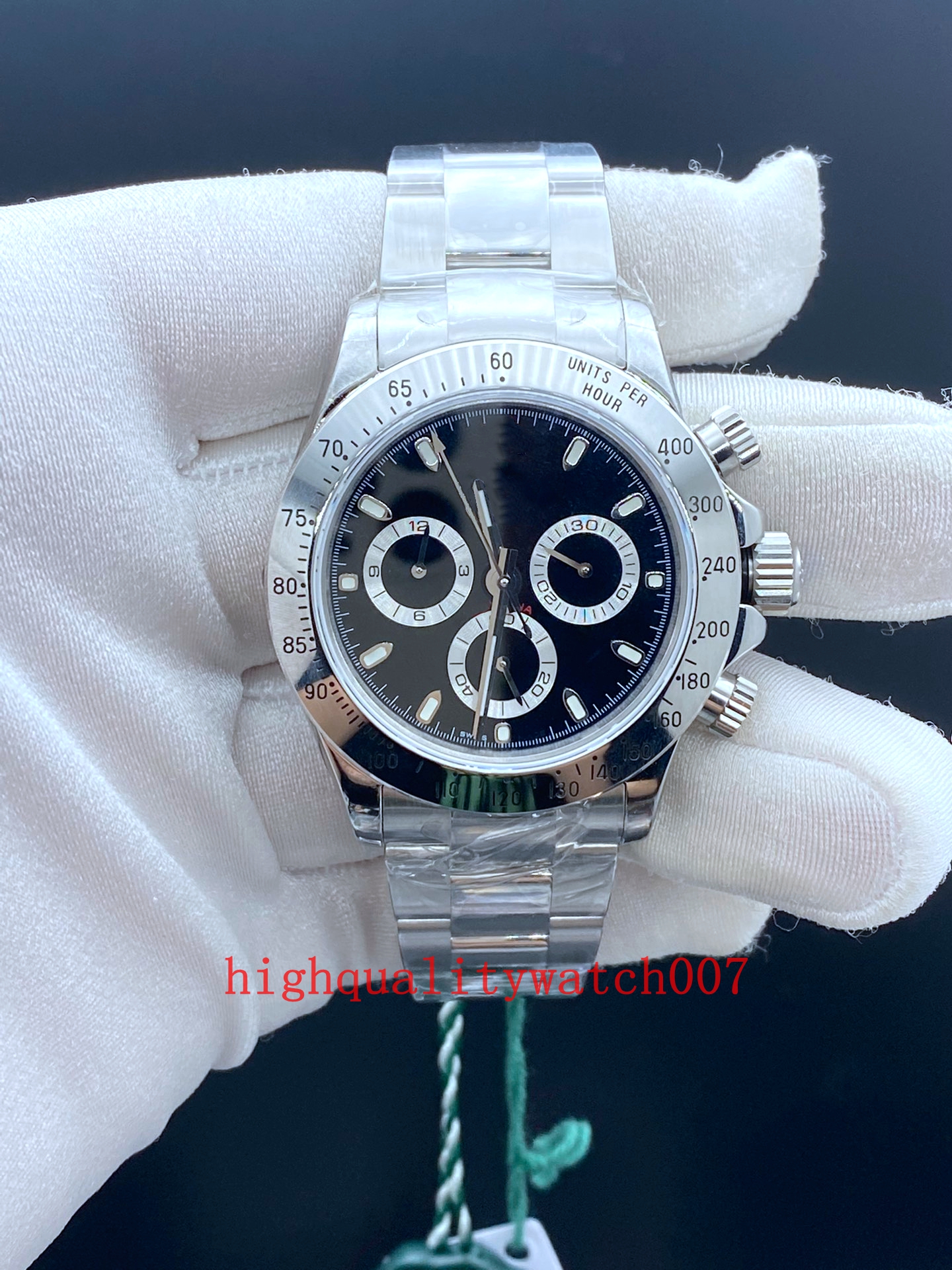 new version Men's Wristwatches Black Dial 40mm Stainless Steel bracelet bp 7750 Movement Blue Luminescent 116520 Automatic Chronograph Mens