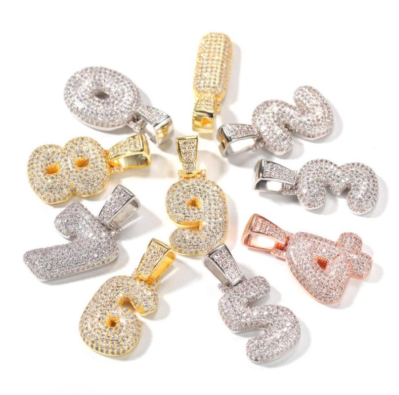 

Pendant Necklaces Fashion Baguette Numbers Chain & Rope/Cuban For Men Women Full Iced Out Cubic Zircon Hiphop JewelryPendant