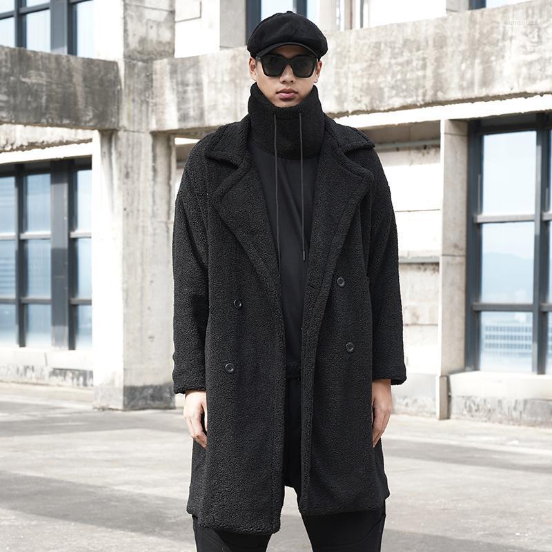 

Men's Wool & Blends The Winter Lamb Coat For Men And Women Is A Classic Dark Sun Casual Loose Long Kend22, Black
