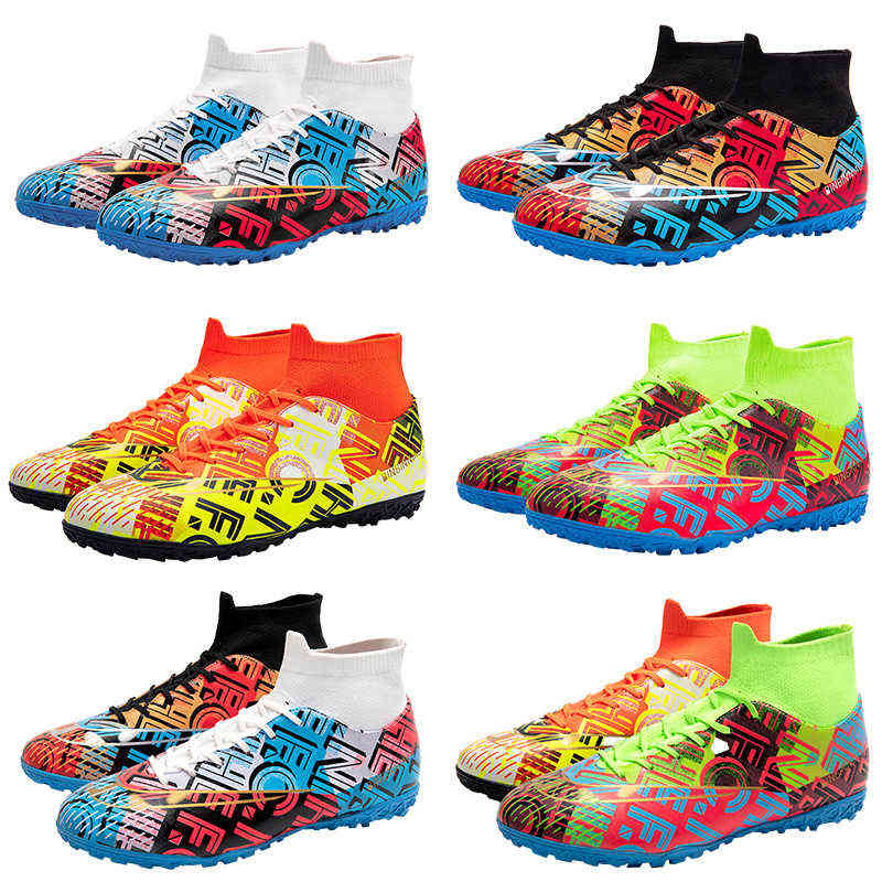 

Soccer Shoes Football Boots 2022 Turf High Ankle Football For Kids Boys Girls Breathable Teen Training Men Athletic Sports 220331, 163 green cd