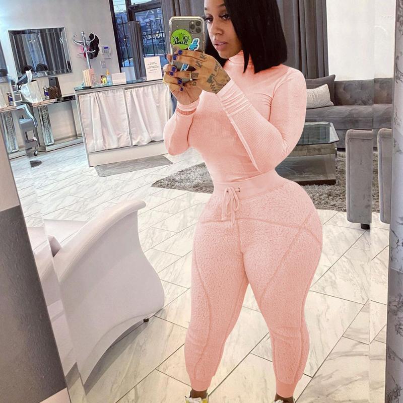 

Solid Ribbed Knitted Tracksuit Woman Winter 2022 Two Piece Set Top And Pants Casual Fitness Jogger 2 Outfits Sportwear Women' Tracksuits, Army green
