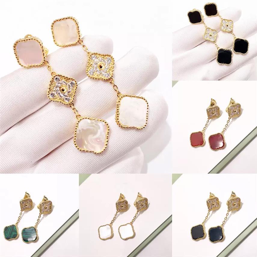 

100% 925 Silver Fashion luxury designer clover earrings ear studs love pendant cleef 3 clovers Screw Party women Earring wedding e282r
