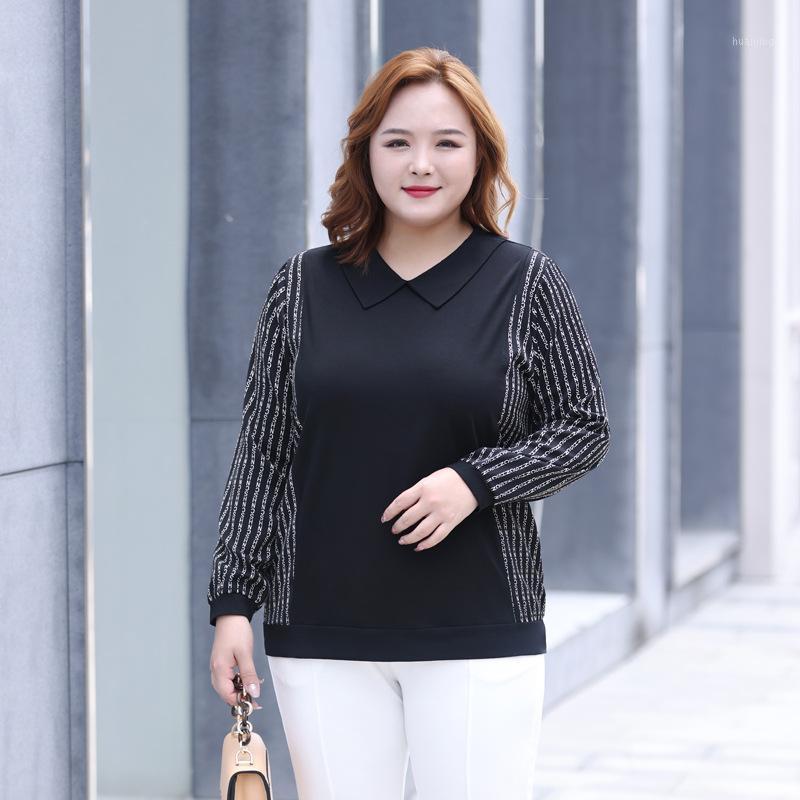 

Women's Blouses & Shirts Plus Size Long Sleeve Women Tops Turn Down Collar Spring Autumn Loose Letter Casual Outerwear T9436, Black