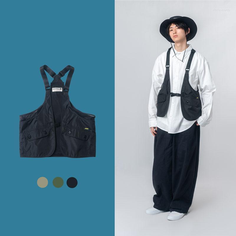 

Men's Vests Male Female Japan Korea Style Loose Function Waistcoat Sleeveless Jacket Men Retro Fashion Streetwear Hip Hop Vest Coat Phin22, Black