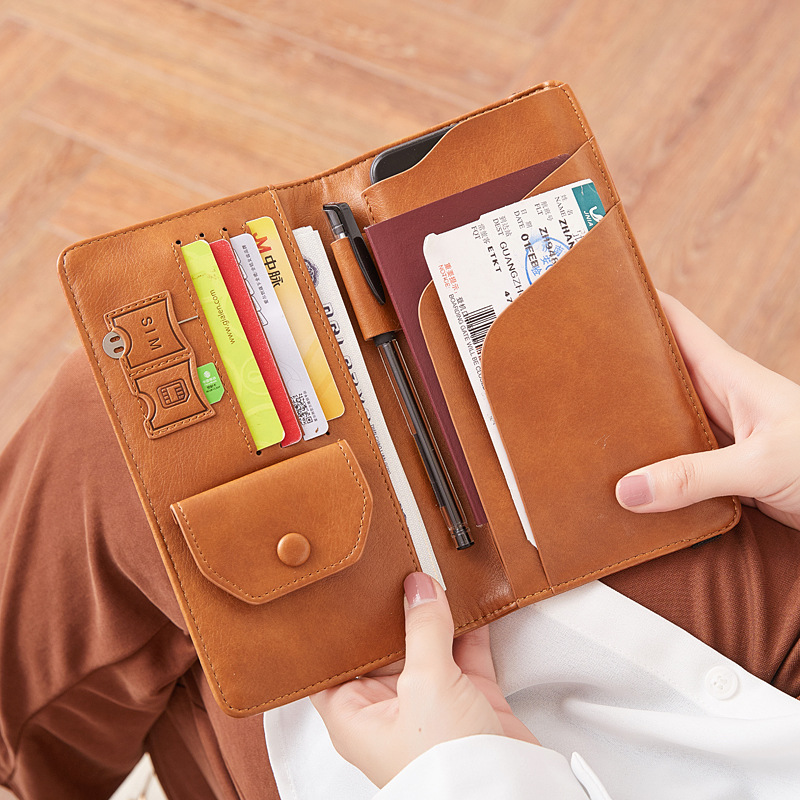 Multifunctionele paspoorthouder RFID Frosted PU Travel Bag Wallet Tickethouder met rits 8 kleuren Hz701