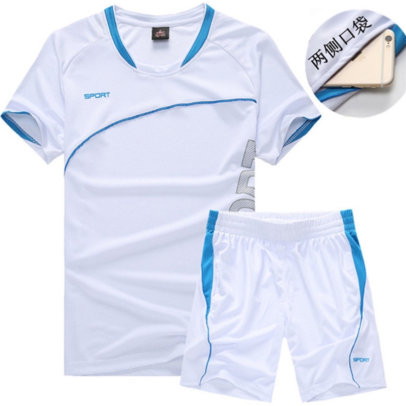 Mode d'été hommes sport décontracté à manches courtes t-shirt costume taille élastique short de basket-ball 2 pièces ensemble respirant confortab