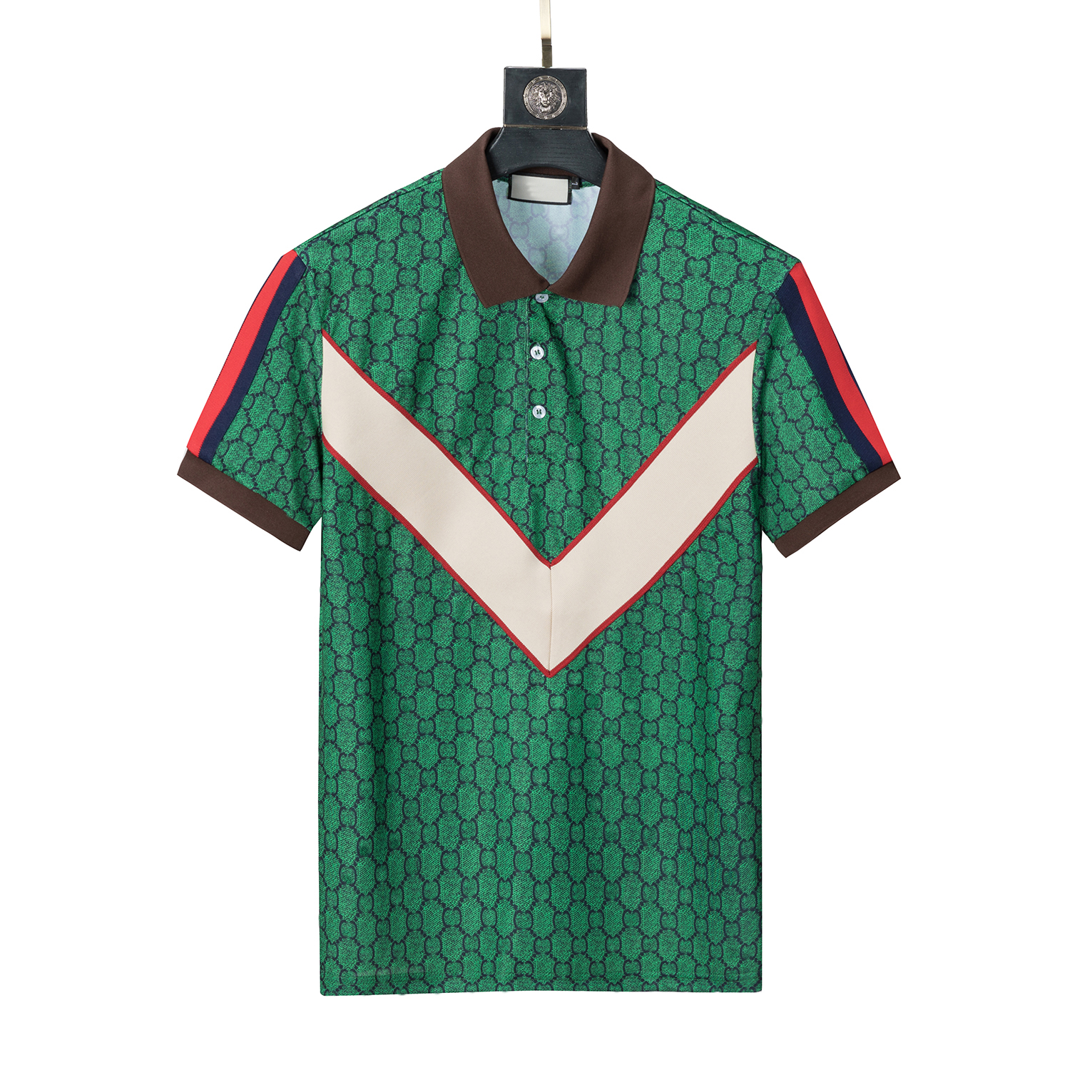 

Designer stripe polo shirt t shirts polos bee floral mens High street fashion horse polo luxury T-shirt Size M-3XL, Green