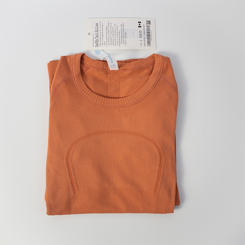 

Sports T Shirts Dress For Women Girl Seamless Sports Short Sleeves Sleeved T-shirts moisture wicking knit high elastic fitness Fashion Tees Shirt Yellow In French, Red