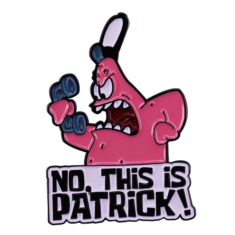 

No this is Patrick Brooch angry pie star badge 1990s cartoon animation pin, As picture