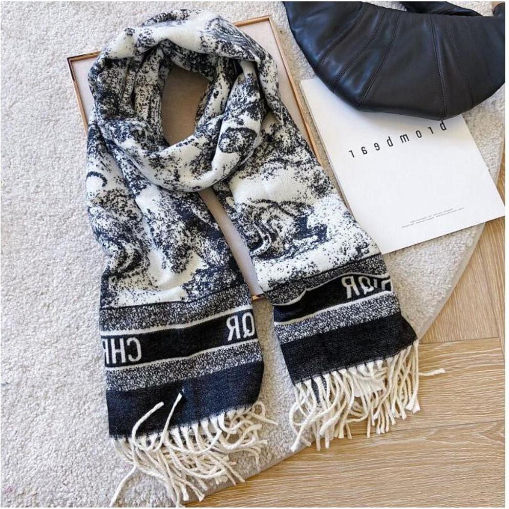 

Cashmere Scarf for Women Luxury Pompom Shawl Pashmina Winter Female Foulard Bandana Thick Print Scarve 180x65cm314a