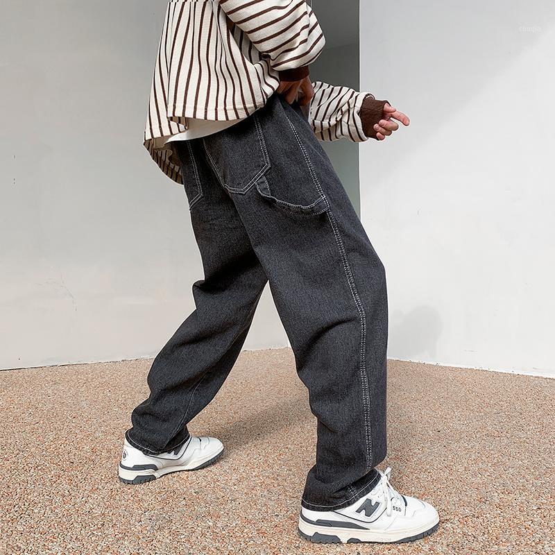 

Men' Jeans Blue Black Baggy Men Fashion Casual Cargo Wide Leg Streetwear Loose Hip Hop Straight Denim Pants Mens Trousers