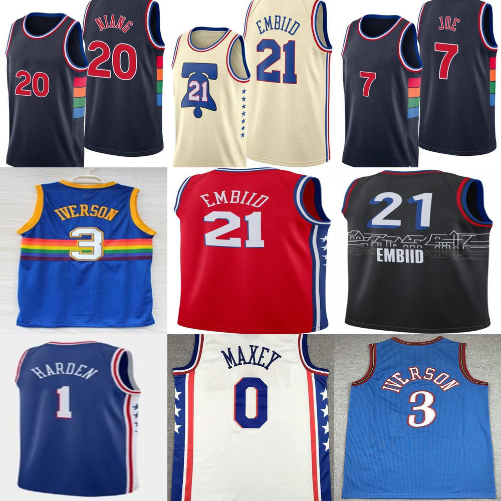 

Joel 21 Embiid James 1 Harden City Basketball Jersey Mens 0 Tyrese Maxey 20 Georges Niang 7 Isaiah joe Shirt, As
