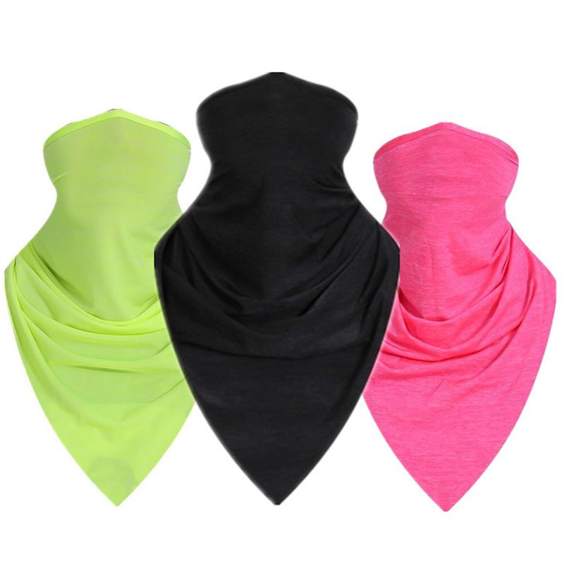 

Bandanas Summer Cycling Bandana Triangle Half Face Scarves Hanging Ear Silk Neck Cover Tube Scarf Sport Run Hiking Men Women