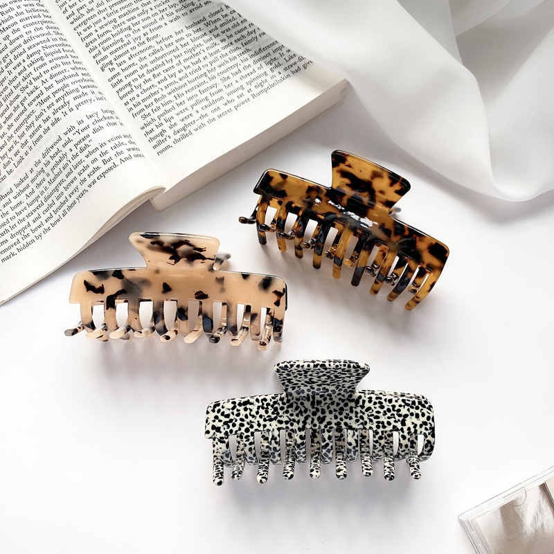 

Yamog Female Large Size Grab Catch Hair Clamps Acetic Acid Cross Floral Pattern Hair Clips Claw Korean Women Ponytail Scrunchies Hairpins Head Wear Accessories 9.4 CM