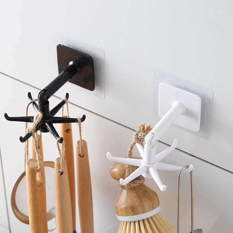 

Hooks & Rails Kitchen Utensils Rotating Hook 360 Degrees Rotated Punch-free Spatula Spoon Wall Hanger Bathroom