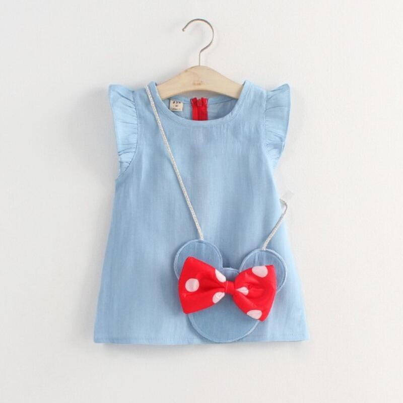 

Girl's Dresses Babzapleume Toddler Girl Baby Girls Clothes Denim Cotton Short Sleeve Princess Dress+Bag Children Clothing Summer BC1139, Blue