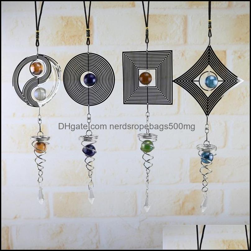 

Novelty Items Home Decor Garden Round Dazzle Wind Chime Metal Rotate Aeolian Bells Hanging Ornaments Diamond Windchime Portable With Diffe