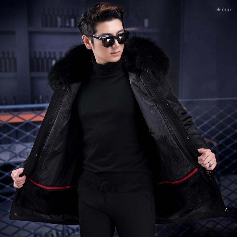 

Men' Trench Coats Fashion Men Jackets Real Fur Liner Parka Coat Raccoon Collar Autumn And Winter High QualityMen' Men'sMen' Viol22, As photo