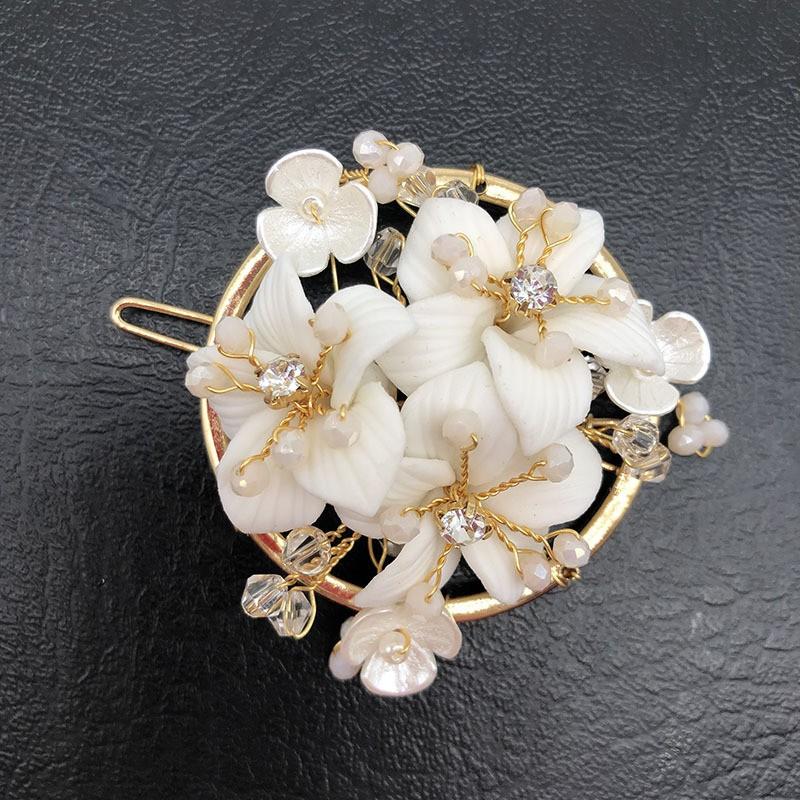 

Hair Clips & Barrettes White Ceramic Floral Round Clip Chinese Style Bridal Wedding Hairclip Women Jewelry HQ1224Hair