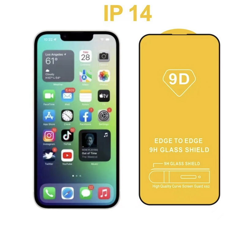 

9D Black Tempered Glass Screen Protector for iPhone 14 13 12 11 Pro Max XR X 7 8 Plus Full Coverage Edge to Edge Saver Without Retail Package