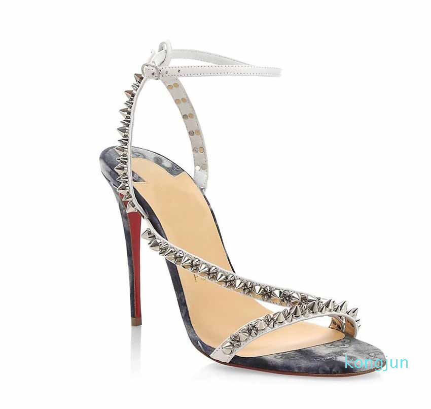 2022-Summer Femmes Semelle rouge talons hauts STILLETTO Sandales Sandale Sandale à pointes hautes hautes Mafaldina Sandaux denim Sandaux Général