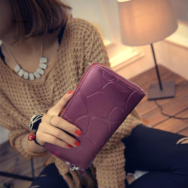 

Wallets Fashion PU Leather Solid Color Zipper Women Wallet Simple Casual Long Purse Vintage Female Travel Clutch WalletsWallets, Black