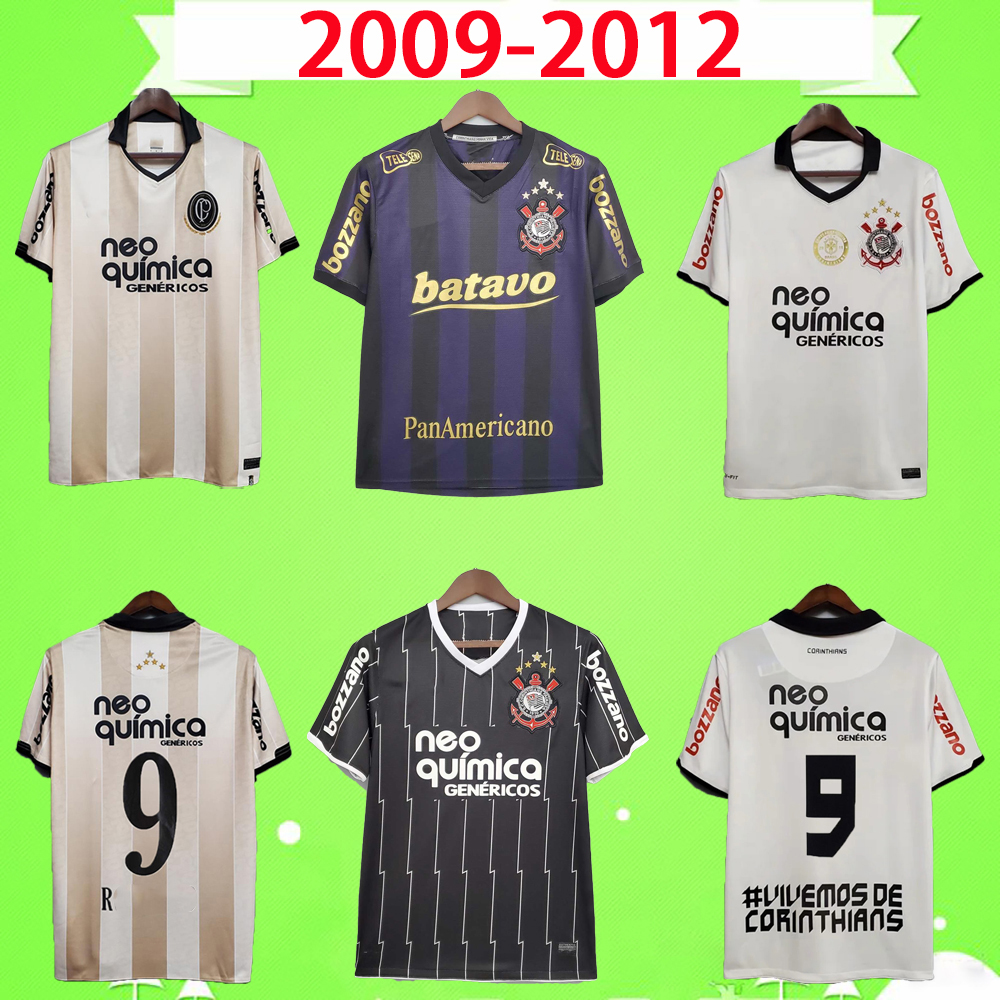 

2009 2010 2011 2012 retro Paulista Soccer Jerseys 100th home white away black Corinthian #9 classic football shirt Vintage Golden uniform 09 10 11 12 Camiseta de futbol