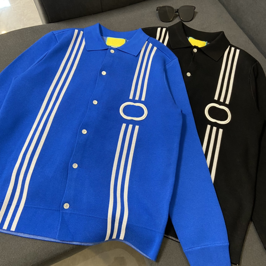 Autumn and winter newest brand designer sweater US size fashion wool cardigan high quality stripe stitching design luxury single breasted mens sw