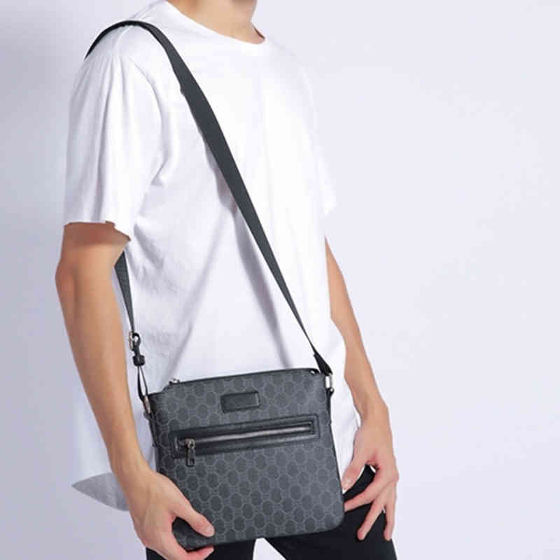 Outlet Handbags Men's vertical square line sling one Shoulder Bag Messenger business leather men's-image-773639888