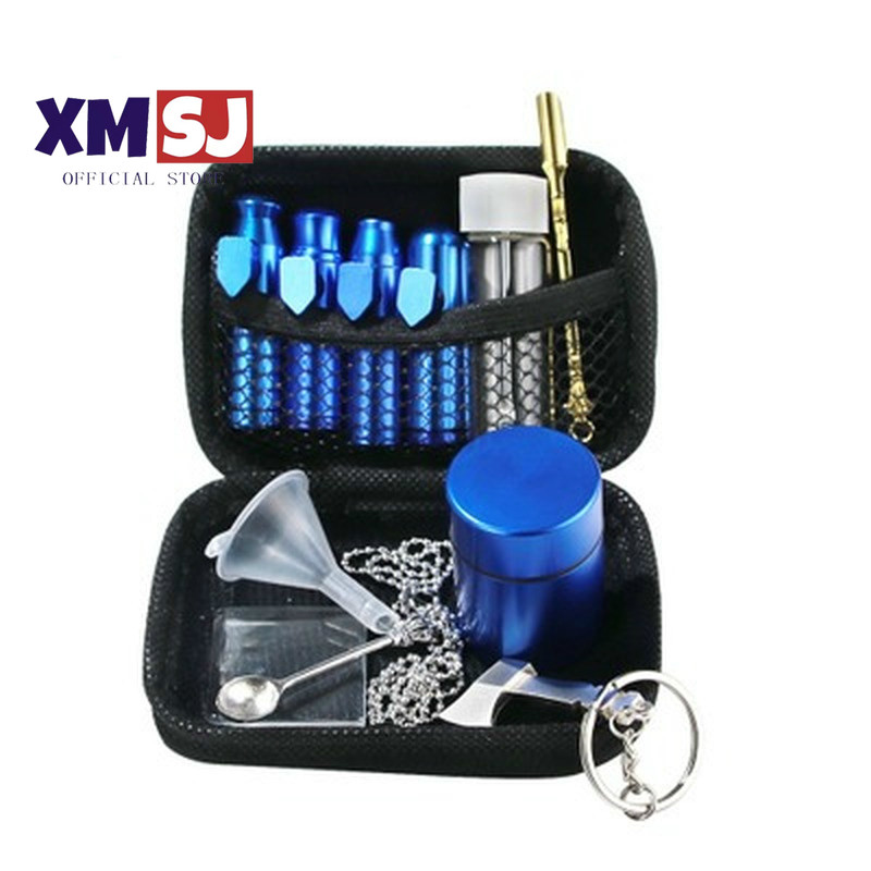 

Snuff Bottle Kit Set Aluminum Bullet Snuff Sniffer with Storage Container Jar