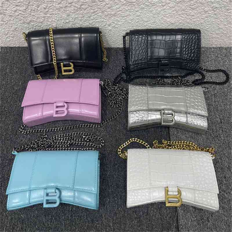 

Handbags Handbags Designer balenciga Luxurys 2022 Summer Leather Bag Chain Hourglass Plain Grain Long Xs Frosted Button Crescent