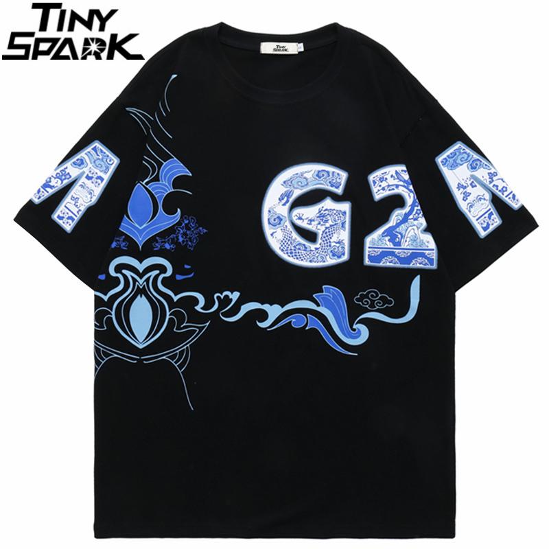 

Men' T-Shirts Hip Hop T-Shirt Streetwear Chinese Style Graphic Printed T Shirt Harajuku Cotton Casual 2022 Men Summer Short Sleeve TshirtMe, A033005 black