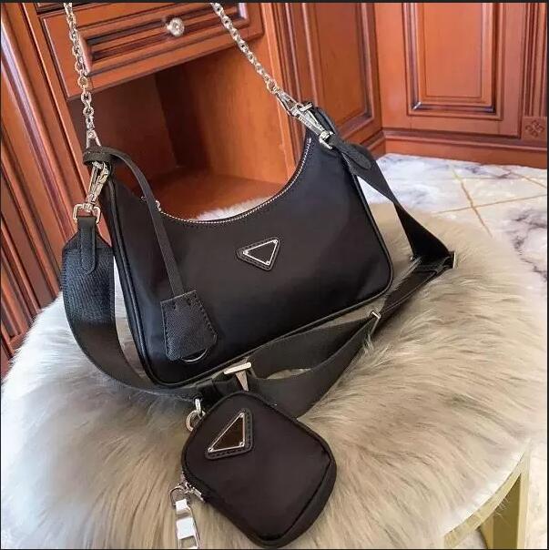 

2022 Shoulder Bags high quality nylon Handbags Bestselling wallet women luxurys brand crossbody bag Hobo purses triad bags Baguette package, Black
