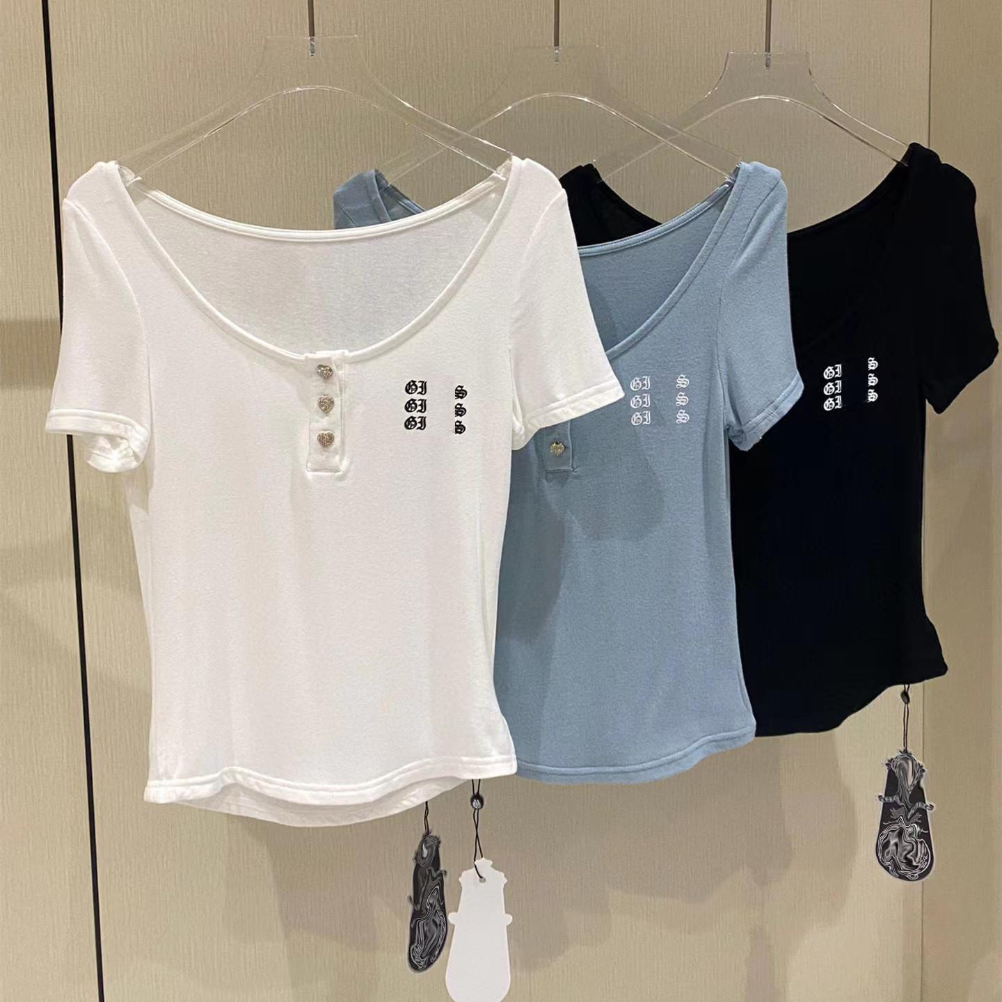 

Wholesale- 2022 Summer Women Tshirt AIN'T Letters Print Cotton Casual Funny T-Shirt Black White Short Sleeve Slim Sexy T Shirt.-L