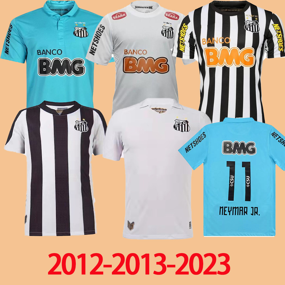 

2012 2013 2023 Santos fc retro soccer jersey 12 13 NEYMAR JR Ganso Elano Borges Felipe Anderson vintage classic home away 3rd, Brown
