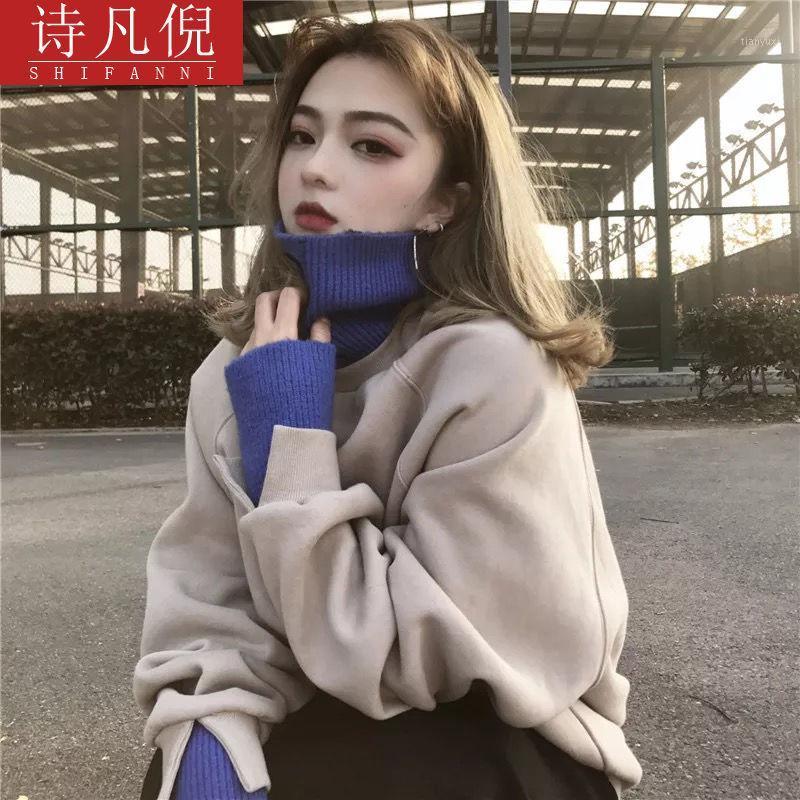 

Women's Hoodies & Sweatshirts 2022 Hoodie Sweatshirt Women Winter Oversize Tops Fashion Pattern Printed Autumn Turtleneck Outerwear Warm Pul, Red