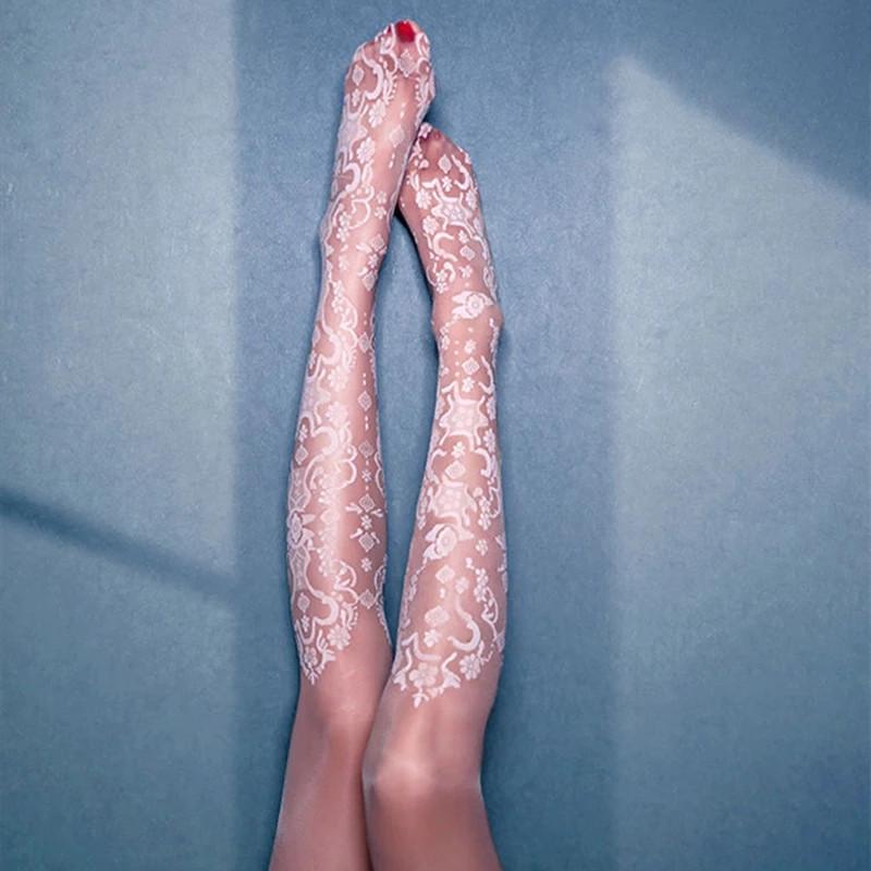 

Socks & Hosiery Women's Sexy Transparent Tights With Patterned Tattoos Female Night Club Party Lace Slim Stockings Nylon PantyhoseSocks, 03 black